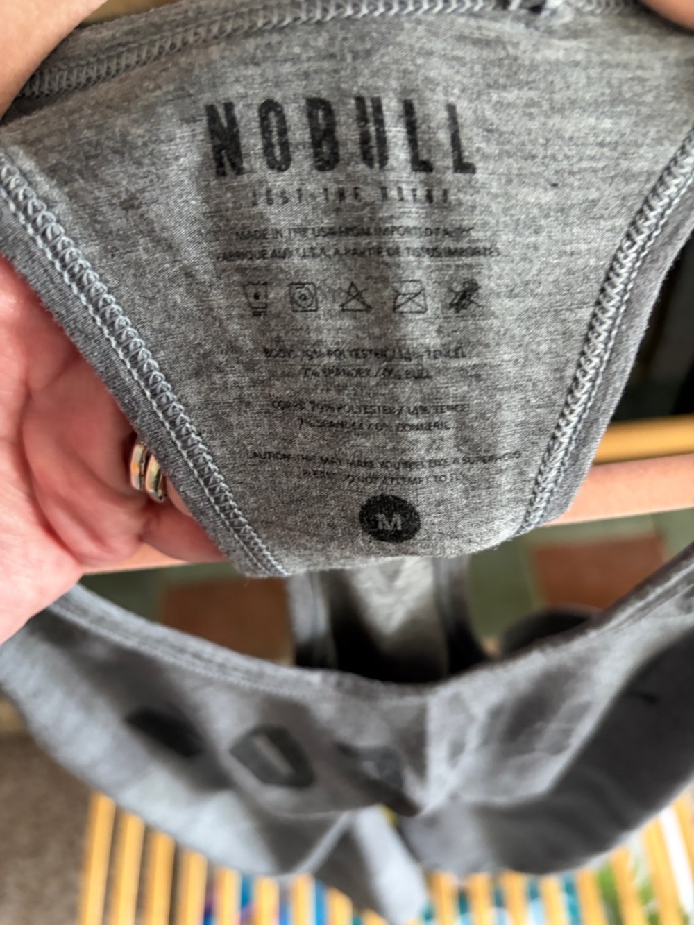 NOBULL Women's Heather Gray Racerback Tank with Black Logo - Picture 2 of 3